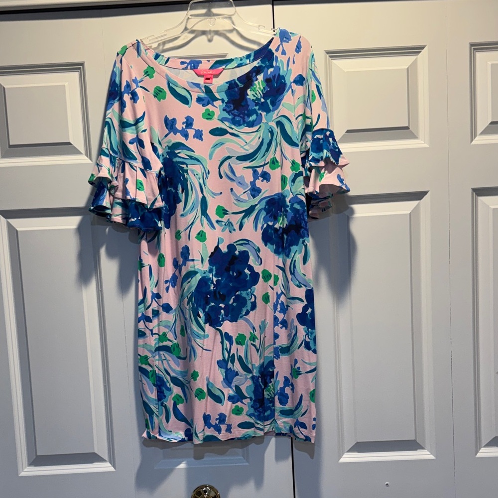 Lilly Pulitzer Long Sleeve Dress in Pink and Blue Floral